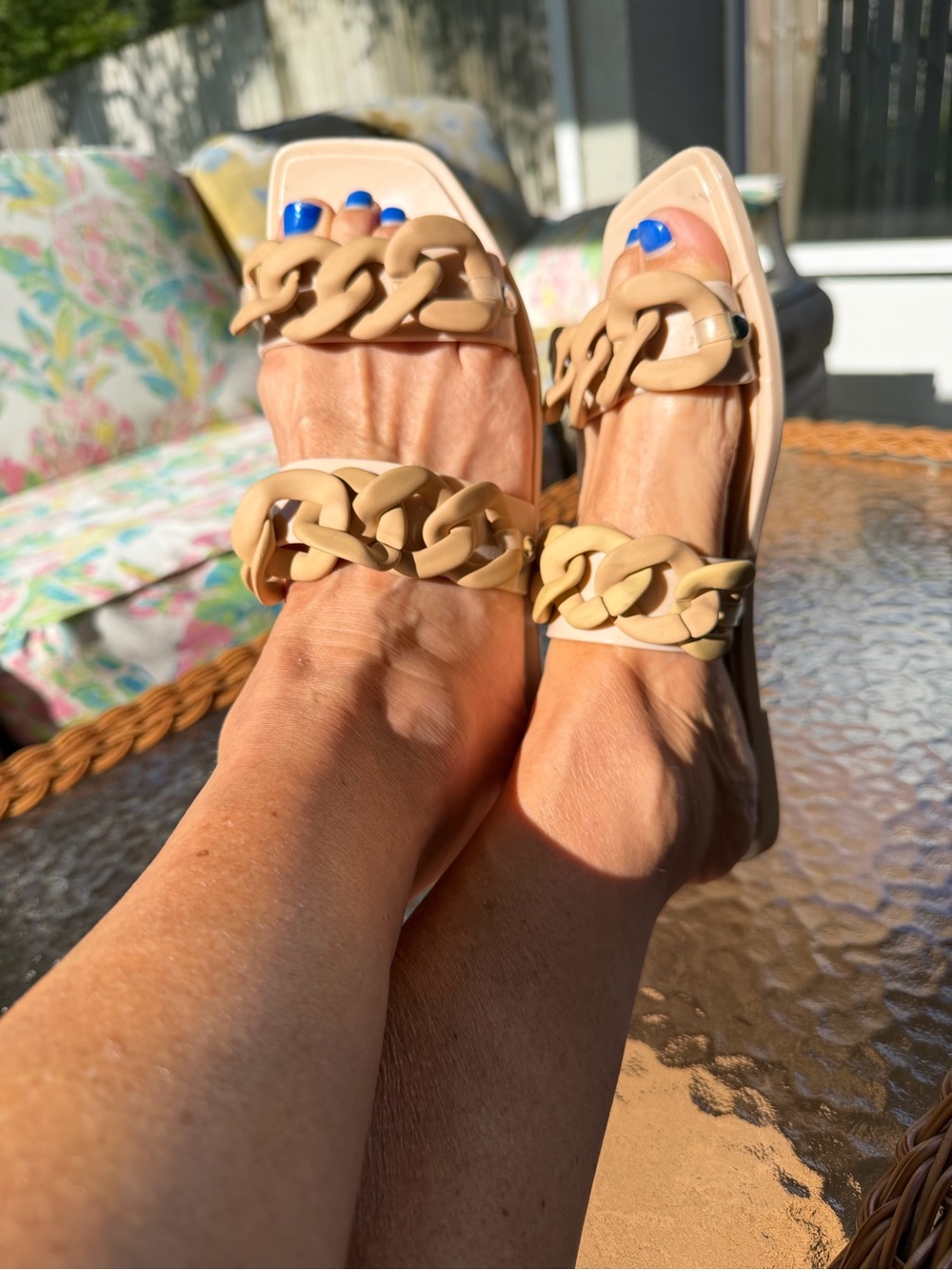 Steve Madden Nude Chain Slide Sandals Size 8 Blush